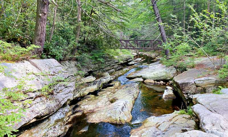 small creek and bridge in forest High Peterskill Trail Mohonk - Minnewaska Hudson Valley